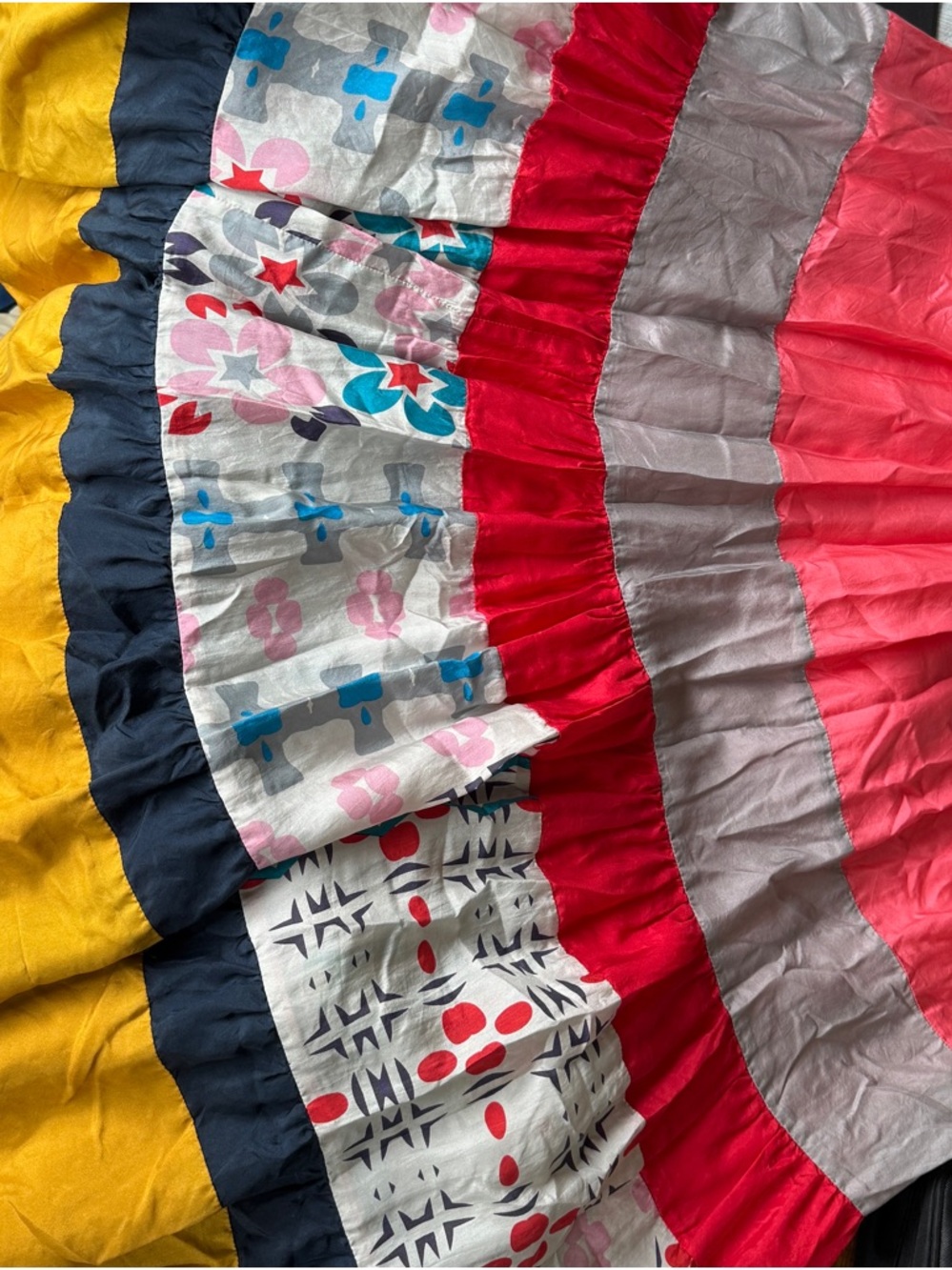 Johnny Was Multi-Color Tiered Midi Dress with Floral and Geometric Prints